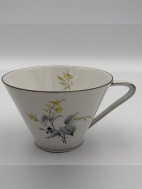Vintage Konigl PR Tettau Bavaria Tea Cup Floral Pattern Silver Trim Elegant